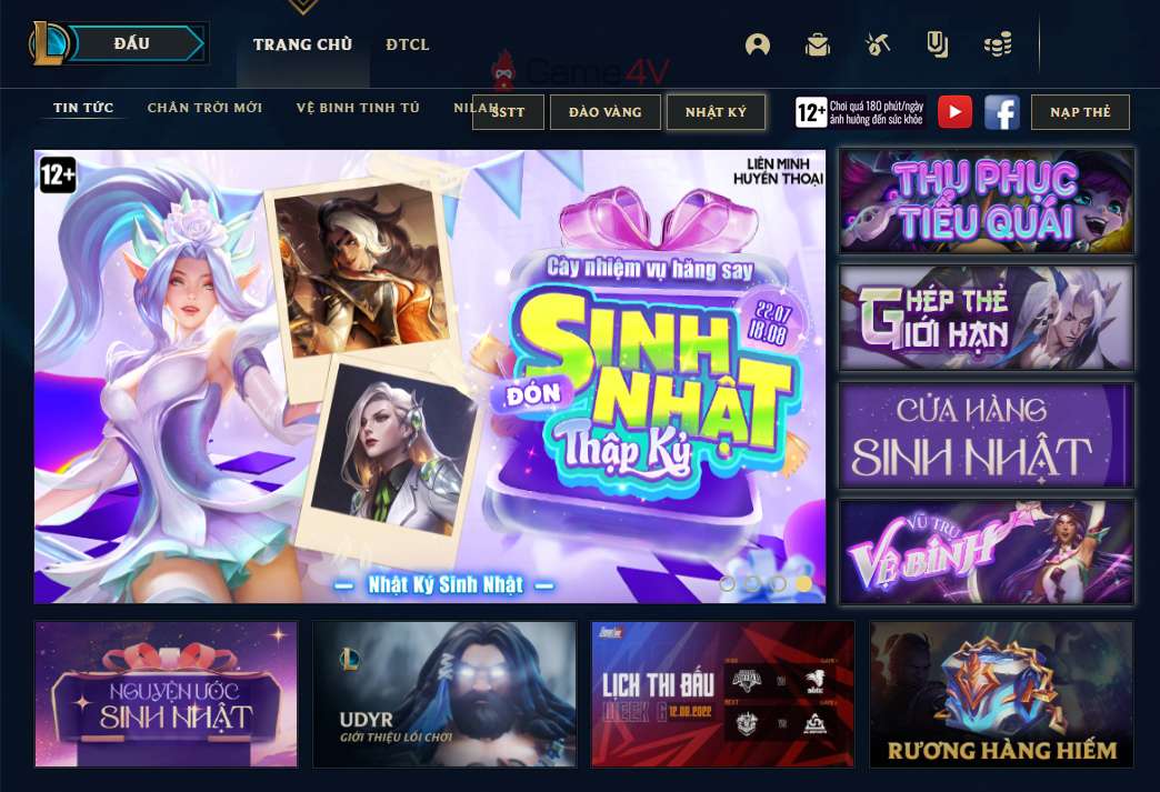 Client với hàng loạt những sự kiện khác nhau của cả Riot Games và Garena.