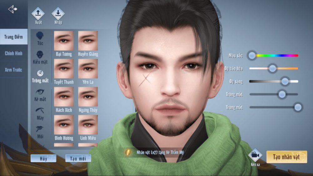 Hệ thống tạo hình nhân vật.