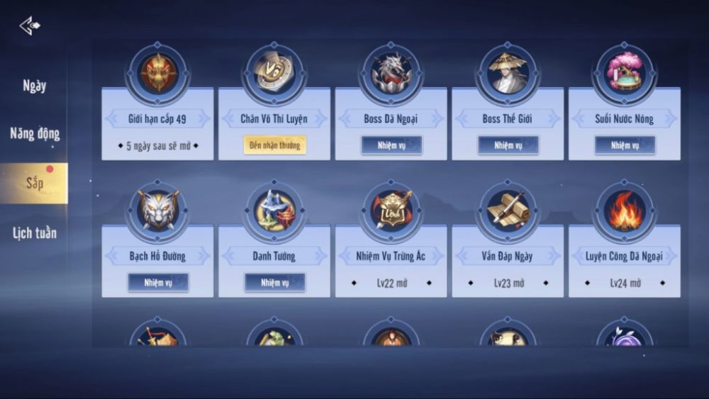 Danh sách các chế độ chơi có trong trò chơi.