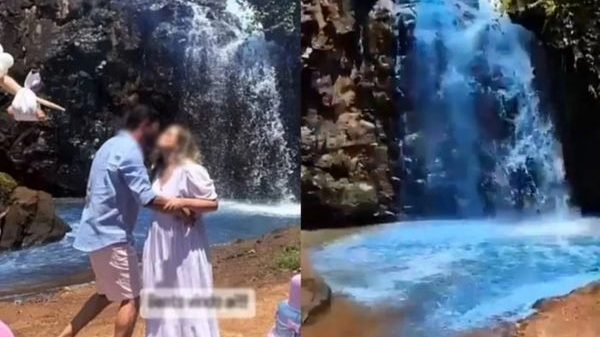 Cặp đôi bị chỉ trích vì nhuộm xanh dòng thác chỉ để thông báo giới tính của con ipiccy image 2 1 1664420210 30