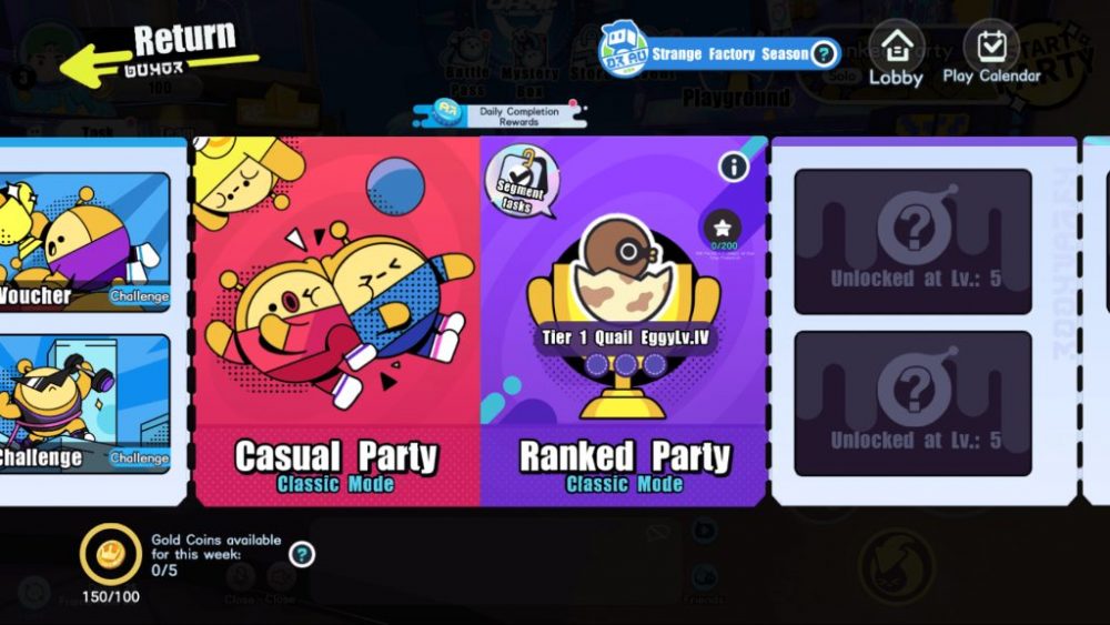 Danh sách các chế độ chơi trong Eggy Go.