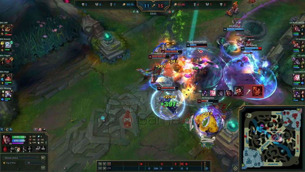 Nhưng Darius của BrokenBlade chưa kịp gây sát thương bằng chiêu cuối thì Graves của Jankos đã hạ gục mục tiêu.