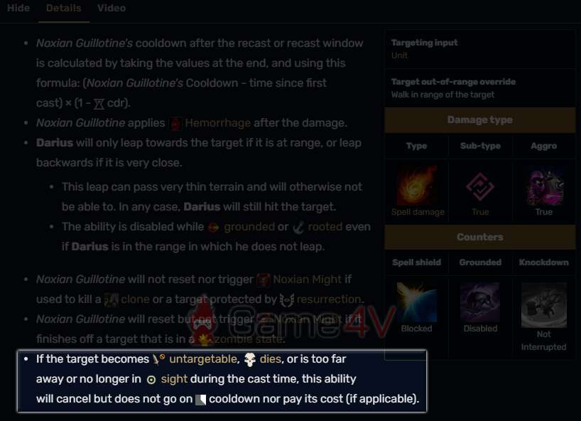 Nhiều game thủ chia sẻ hình ảnh từ Wiki và khẳng định Darius mất chiêu cuối trong trường hợp trên là lỗi game.