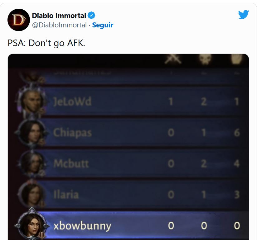 Ban quản trị Diablo Immortal yêu cầu người chơi không AFK.