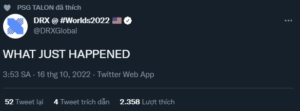 DRX thậm chí viết hoa toàn bộ câu hỏi của mình để tỏ rõ sự bất ngờ về trận đấu của GAM.