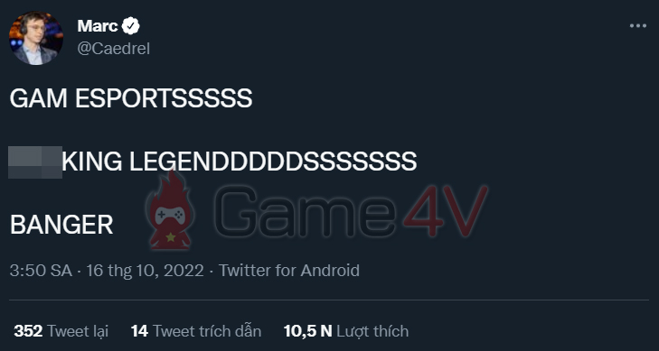 Những status, tweet liên quan đến GAM đều được "bật Caps Lock" để thể hiện sự phấn khích.