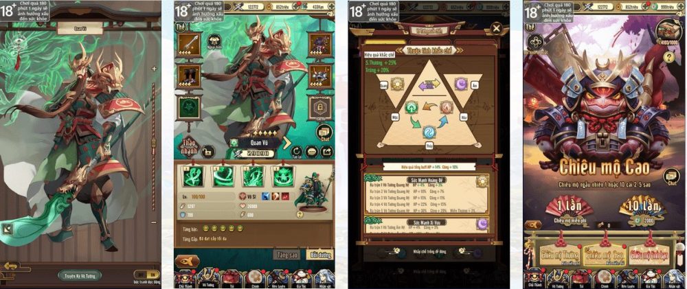 Giao diện tướng trong Hư Linh Tam Quốc SohaGame.