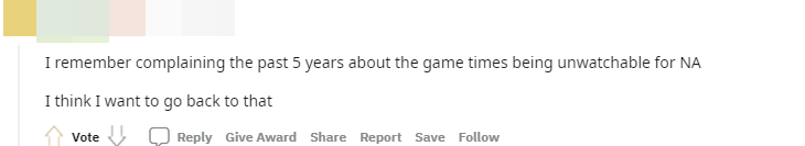 Tôi nhớ là đã từng phàn nàn về việc NA không thể xem trận khoảng 5 năm trước. Giờ muốn trở lại lúc đó quá