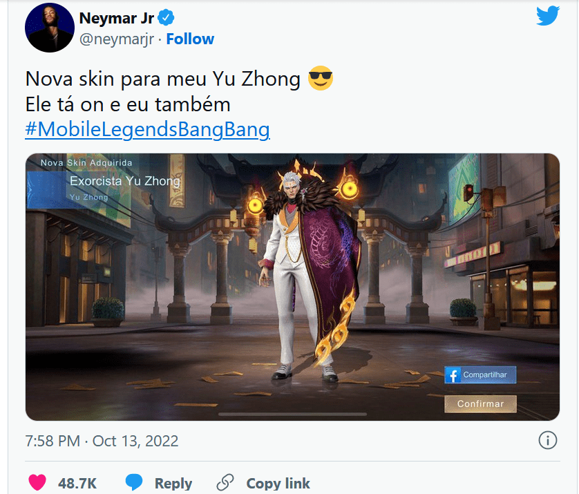 Siêu sao bóng đá Neymar chia sẻ về game Mobile Legends.