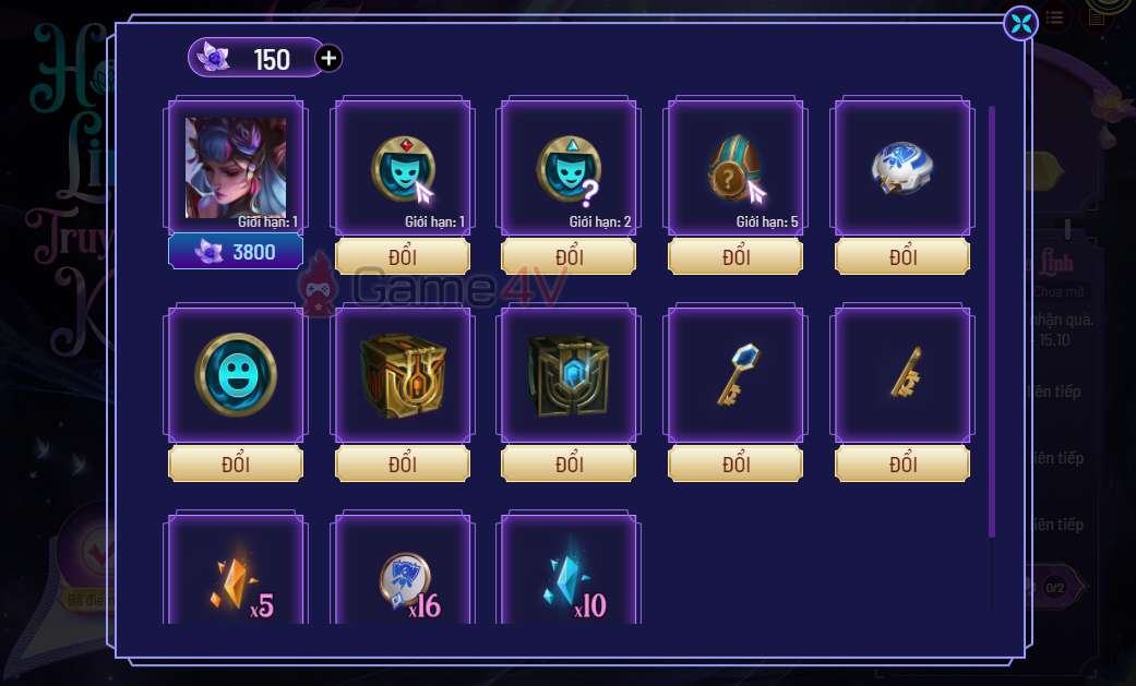 Những phần thưởng hấp dẫn như trang phục có thể đổi bằng Linh Hoa - đơn vị tiền tệ trong sự kiện Hoa Linh Truyền Kỳ.