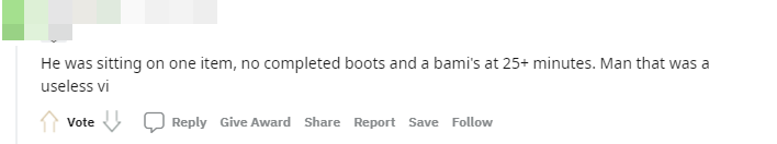 Đứng 1 đồ gần suốt trận, không nâng cấp nổi giày và chỉ có Tàn tích Bami sau hơn 25 phút. Đó thực sự là Vi vô dụng