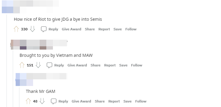 - Riot thật tuyệt vì đã cho JDG cơ hội nói tạm biệt ở Bán kết - Được gửi đến cho bạn bởi Việt Nam và Chùy Gai - Cảm ơn Ngài GAM