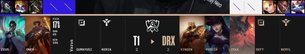 DRX đã lấy Aatrox ở lượt chọn cuối cùng trong giai đoạn 1 (phase 1) của màn cấm chọn ván 5.