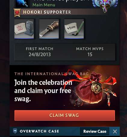 Sau khi hoàn thành đủ số trận, nút "Claim Swag" sẽ xuất hiện trong Dota 2.