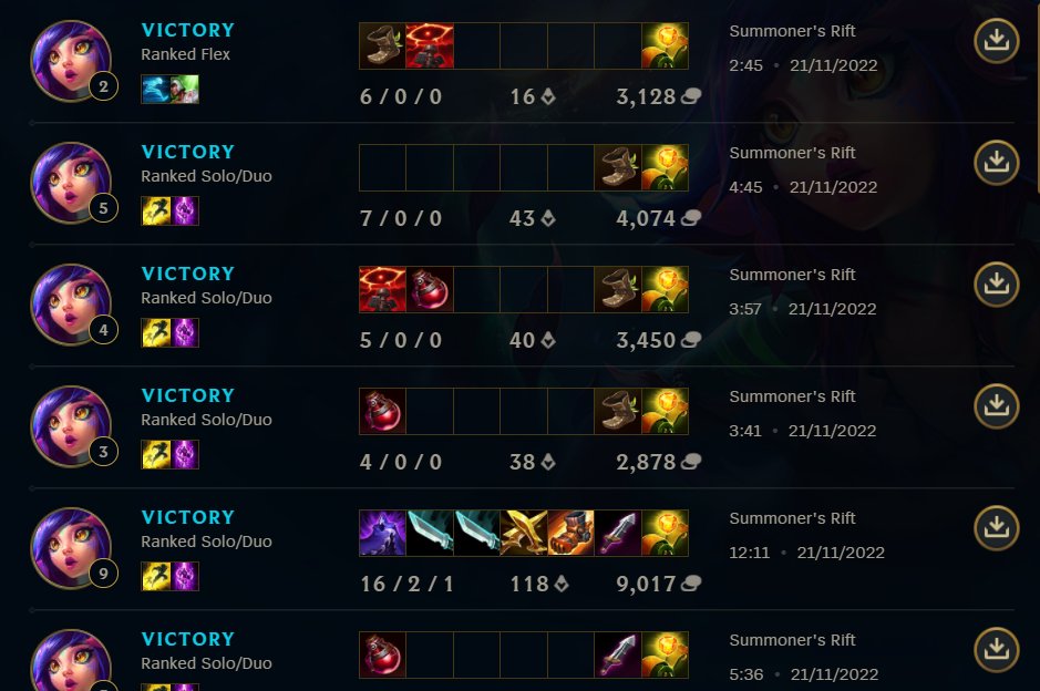 Neeko chỉ tốn 2 phút 45 giây để kết thúc một trận rank.