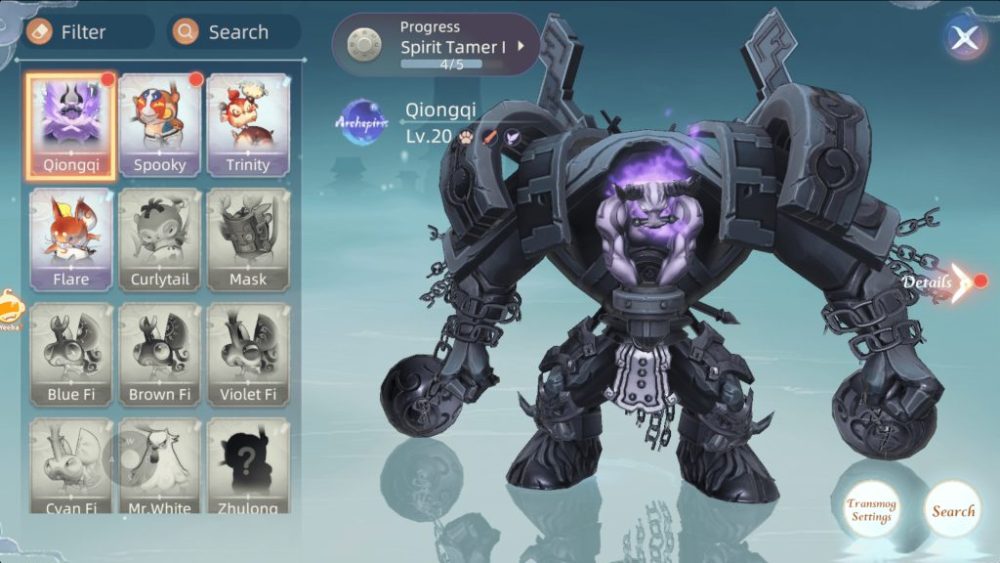 Tạo hình linh thú trong Oath of Peak.