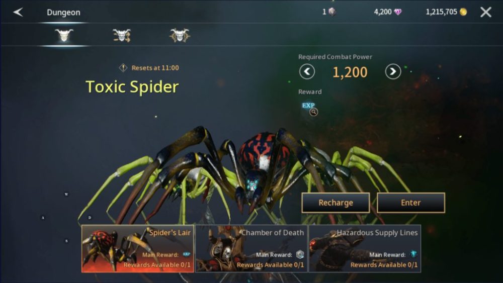 Chế độ dungeon.