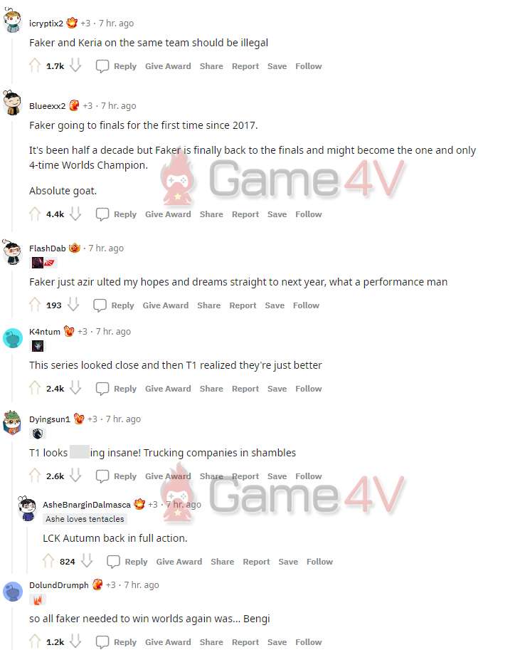 Fan phương Tây để lại bình luận hài hước về T1.