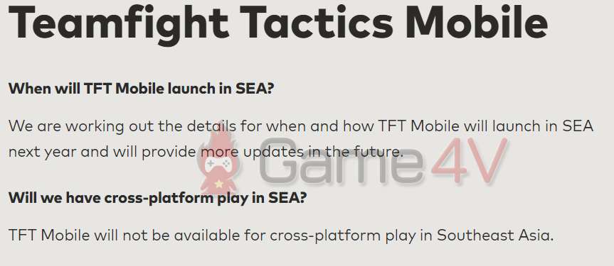 Hiện nay game thủ vẫn chưa thể chơi đa nền tảng của ĐTCL tại khu vực SEA.