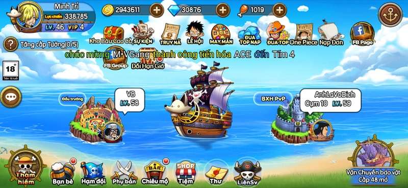 Giao diện sảnh chính của game.