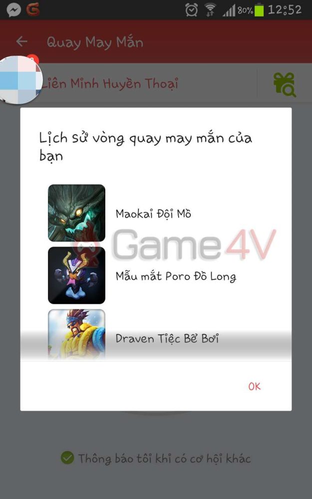 Ứng dụng trên điện thoại di động thời ấy của Garena có không ít phần thưởng miễn phí cho LMHT.