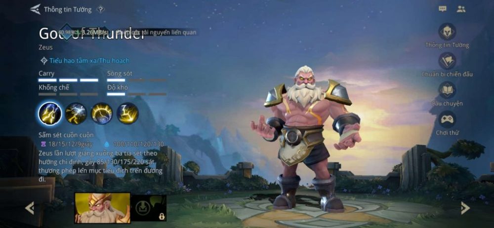 Tạo hình nhân vật Zeus.