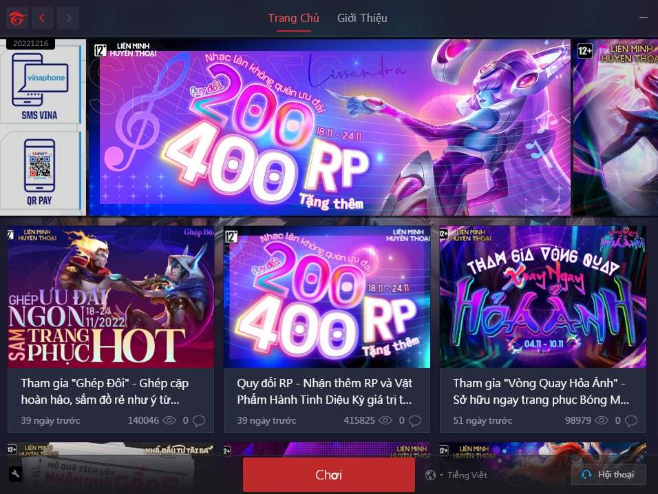 Người chơi đã có thể đăng nhập vào game với nút "Chơi" trên client Garena.