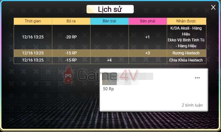 Một anh chàng khác cũng chỉ tốn vỏn vẹn 50 RP.