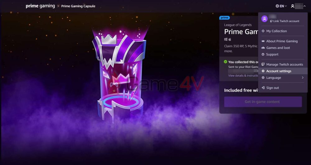 Chọn "Account Settings".