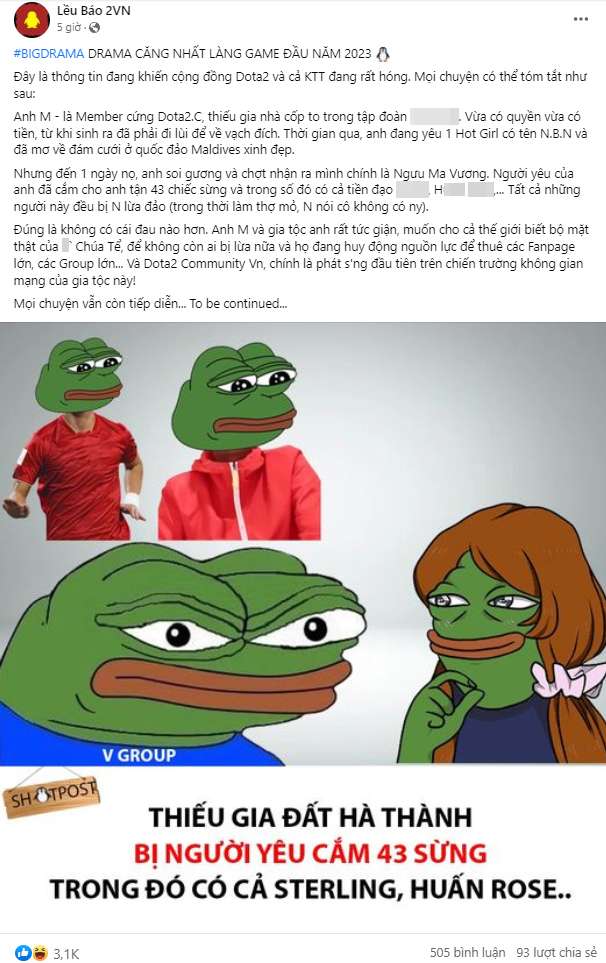 Drama được chia sẻ trên fanpage Lều Báo 2VN.