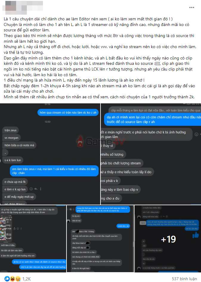 Editor của "L" - Minh Lộc tố nam streamer "đến ngày 15 lãnh lương là anh không nhớ".