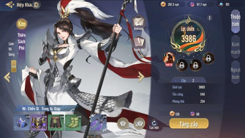 Nâng cấp sức mạnh cho nhân vật.