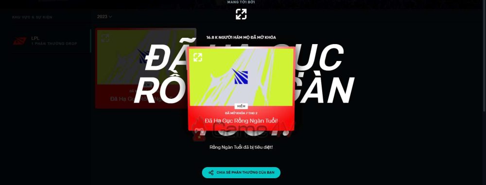 Hình ảnh nhận phần thưởng thành công.