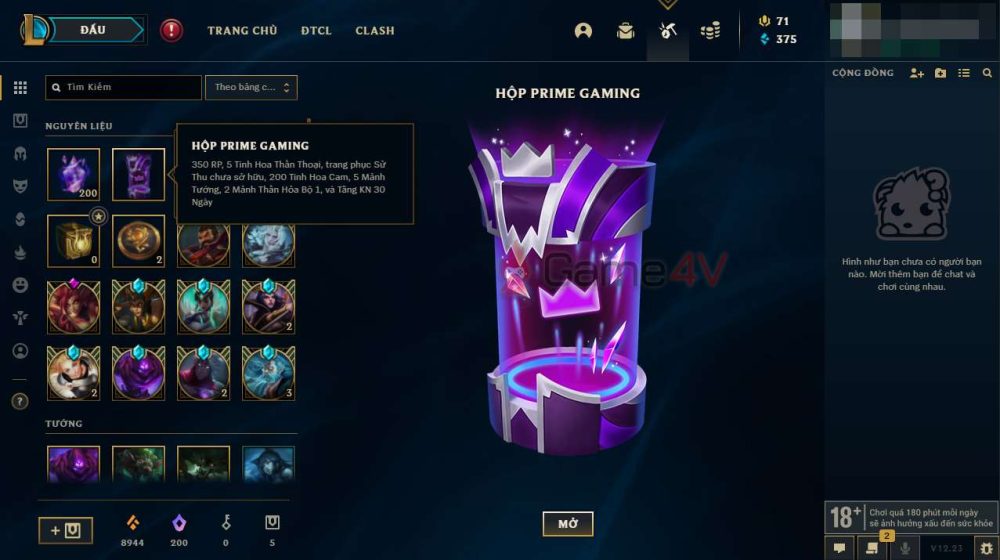 Phần thưởng miễn phí trong LMHT.