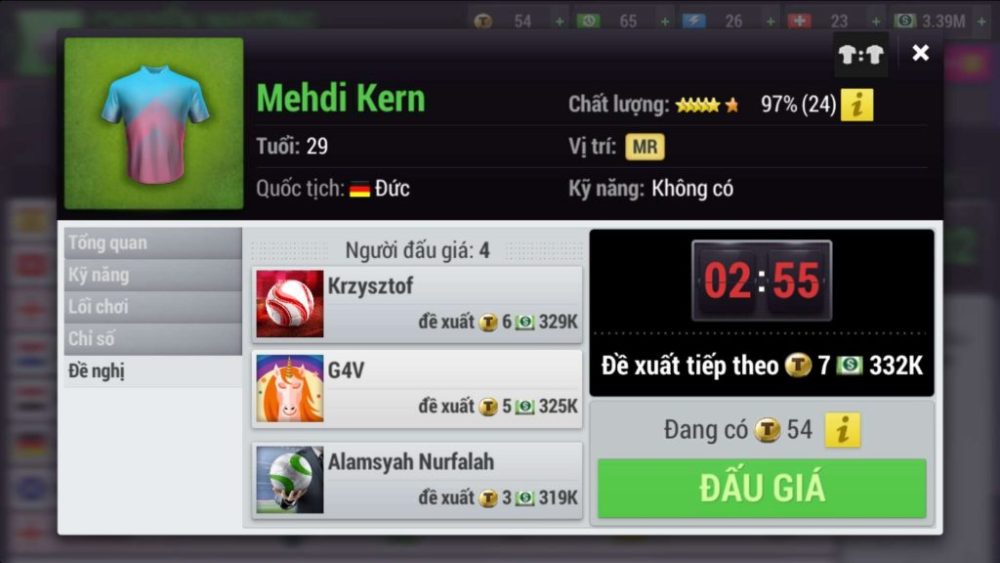 Đấu giá cầu thủ.