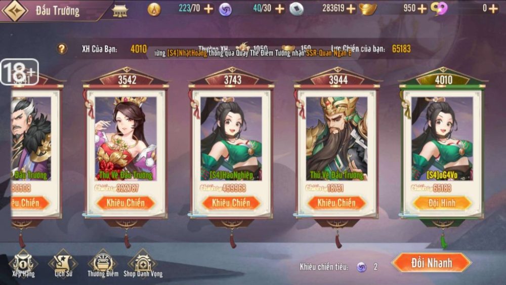 Chế độ đấu trường pvp.