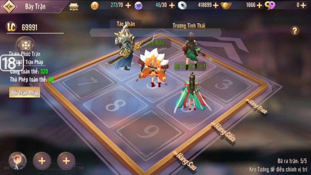 Sắp xếp trận hình trong .