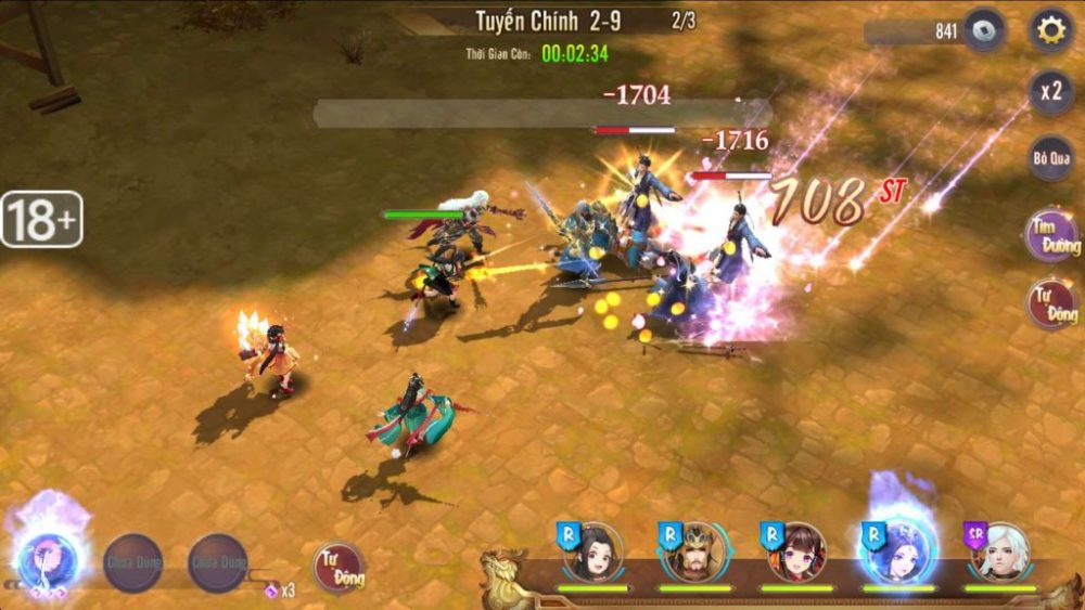 Nhân vật sử dụng kĩ năng Thần Nộ trong Đại Soái 3Q.