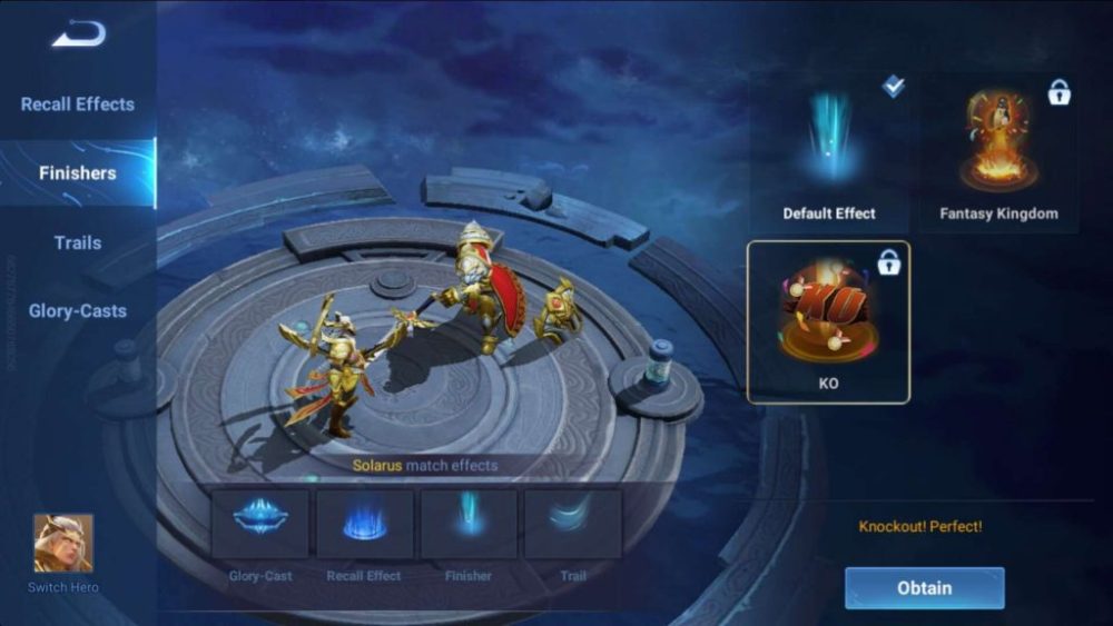 Tính năng cài đặt tuỳ chọn hiệu ứng biến về, ha gục kẻ địch.