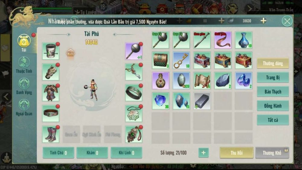 Hệ thống trang bị trong Kiếm Thế Origin.