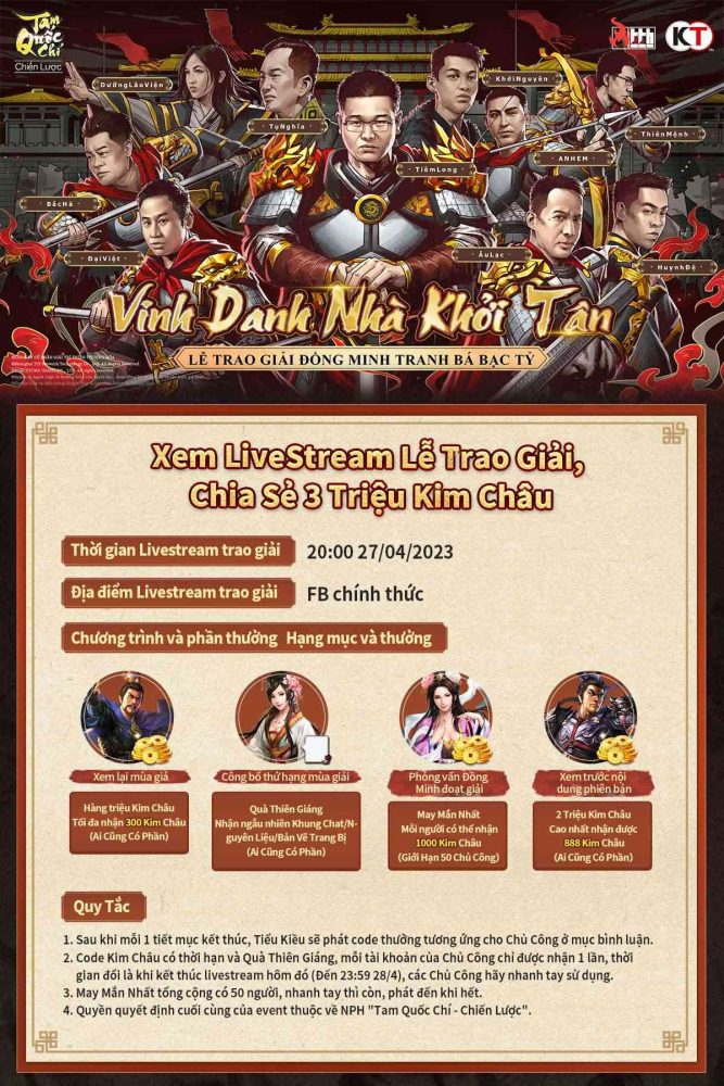 5-1682472066-49 Tam Quốc Chí – Chiến Lược đếm ngược tới thời khắc trao thưởng 2 tỷ VNĐ, xem live stream chia sẻ 3 triệu Kim Châu 5 1682472066 49