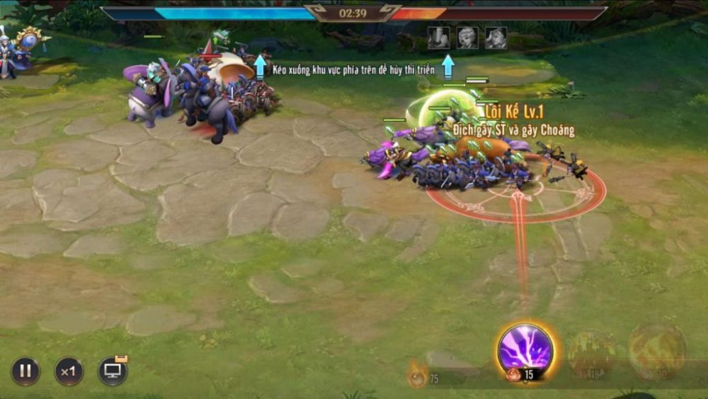 Sử dụng kĩ năng của quân sư trong trận chiến.