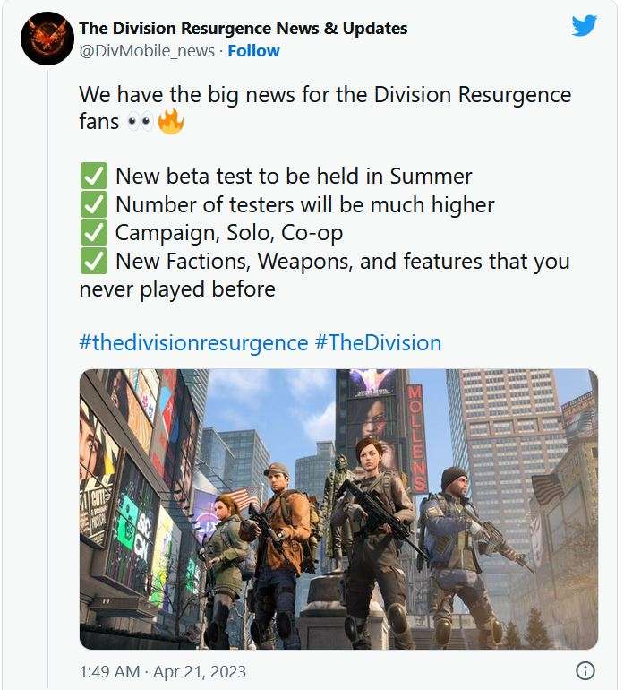 The Division Resurgence thử nghiệm cho nhiều khu vực hơn.