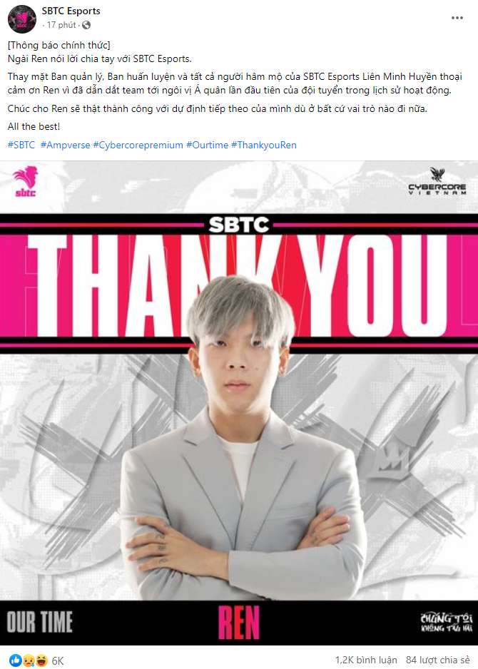 SBTC Esports thông báo chia tay HLV Ren và Spot trước thềm VCS Mùa Hè 2023 hlv ren 1684472783 76