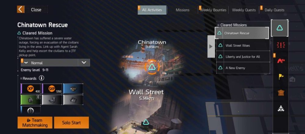 Chế độ chơi trong The Division Resurgence.