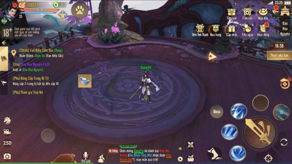 Giao diện của Cửu Dương Truyền Kỳ 2.