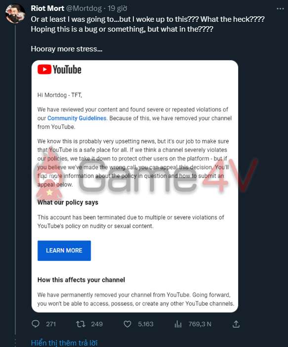 Riot Mort – ‘cha đẻ’ Đấu Trường Chân Lý ‘bay màu’ kênh YouTube làm nhiều fan ngỡ ngàng cha c491e1babb c490e1baa5u trc6b0e1bb9dng chc3a2n lc3bd bay mc3a0u kc3aanh youtube lc3a0m nhie1bb81u fan nge1bba1 ngc3a0ng 2 1688460900 37