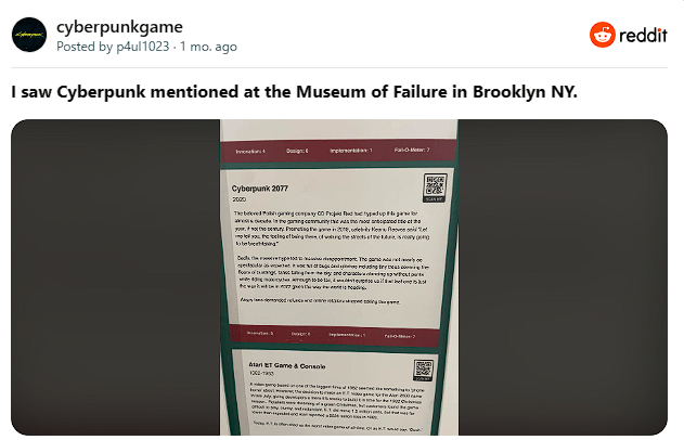 Cyberpunk 2077 ‘được’ trưng bày trong Bảo tàng Thất bại của New York game4v cyberpunk 2077 2 1688500098 13