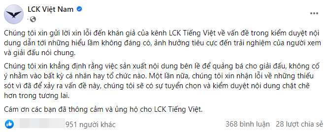 LMHT: Gọi GEN Doran là ‘chú bé đần’, fanpage LCK Việt Nam phải đăng bài xin lỗi fan lmht ge1bb8di gen doran lc3a0 e28098chc3ba bc3a9 c491e1baa7ne28099 fanpage lck vie1bb87t nam phe1baa3i c491c483ng bc3a0i xin le1bb97i fan 3 1688377879 70