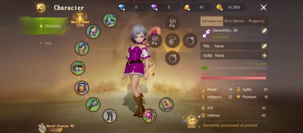 Giao diện nhân vật trong Dragon Nest 2: Evolution.